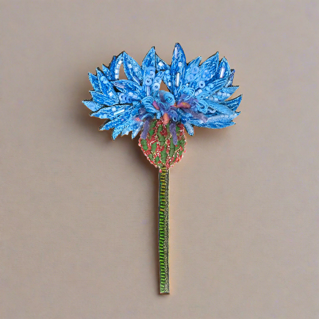 Brooch Blue Cornflower