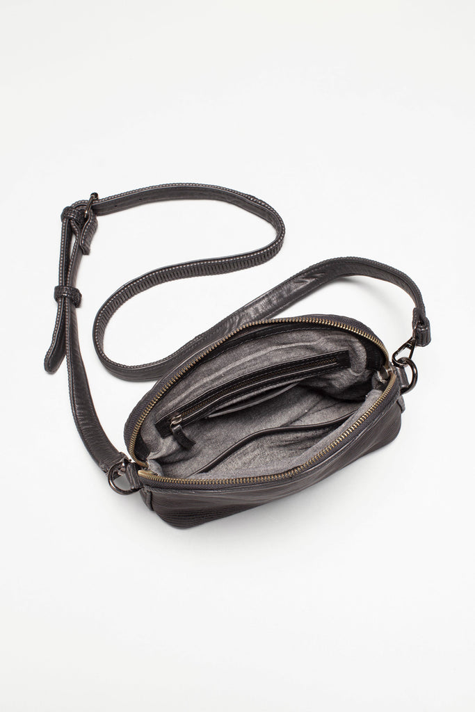 Leather Lisser Crossbody Bag in black